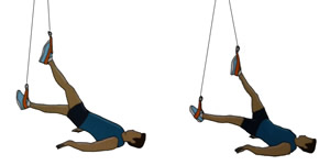 Crossfit oefening: Katrol oefening 3: 2 benen schaarbeweging (gezicht naar boven)