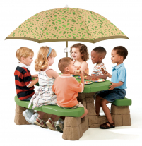 Snuggly Picknicktafel met Parasol (stenen)